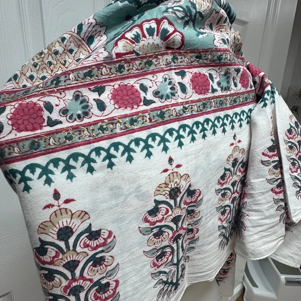 Indian‎ Hand Block Printed Cotton Scarf Or Sarong - 75